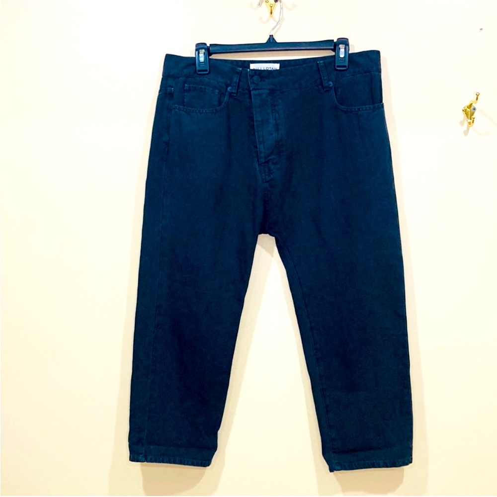 Nili Lotan  Drop Crotch Asymmetrical Fly Linen Blend Crop Bias Pants. Size 6.